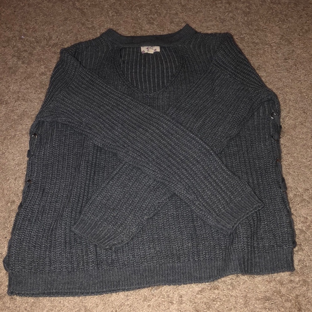 Lace Up grey sweater